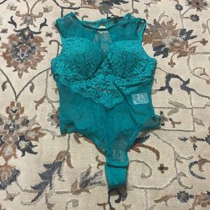 INC International Concepts Teal Mesh Bodysuit